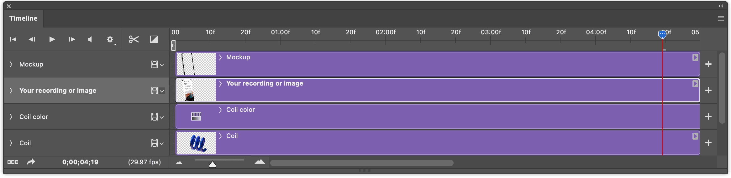 Photoshop animation timeline