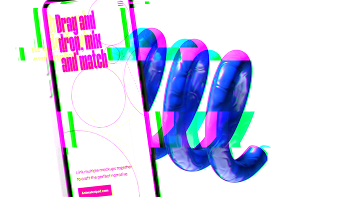 Distorted glitch image of closeup of a mobile device with a decorative blue spring behind it